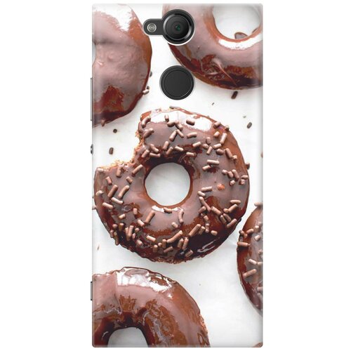 фото Силиконовый чехол на sony xperia xa2 / сони иксперия ха2 с эффектом блеска "пончики в шоколадной глазури gosso