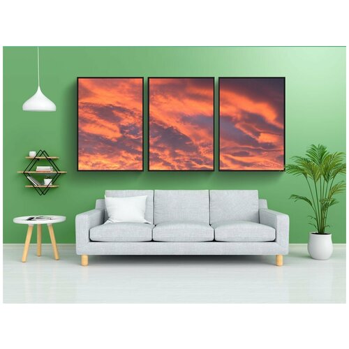 фото Набор модулных постеров для интерьера "заход солнца, облака, небо" 60x90 см. в тубусе, без рамки lotsprints