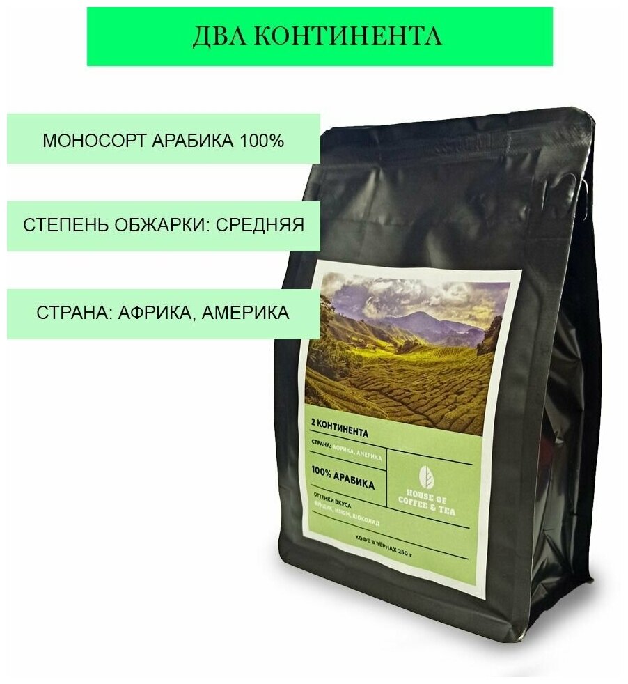 Кофе в зернах 2 континента 250 гр., 100% Арабика - фотография № 3