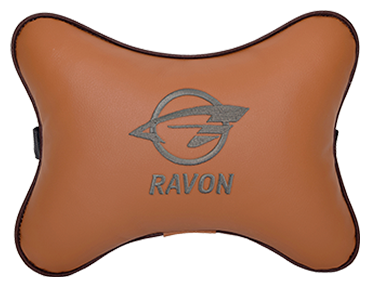 Автомобильная подушка на подголовник экокожа Fox с логотипом автомобиля RAVON