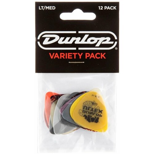 PVP101 Набор медиаторов Guitar LT/MED Pick Variety Pack 12шт, тонкие/средние, Dunlop комплект медиаторов dunlop tortex flex 456p 60 0 6мм 6 шт