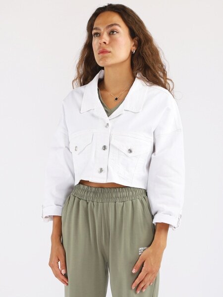 Женская джинсовая куртка A PASSION PLAY, укороченная, SQ69176, цвет белый, размер S
