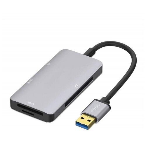 Разветвитель адаптер переходник USB 3.0 HUB Хаб картридер Onten OTN-8107 2 порта USB 3.0/SD/TF/CF серый