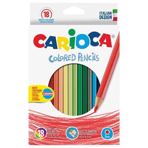 Карандаши цветные Carioca 18цв, заточен, картон, европодвес