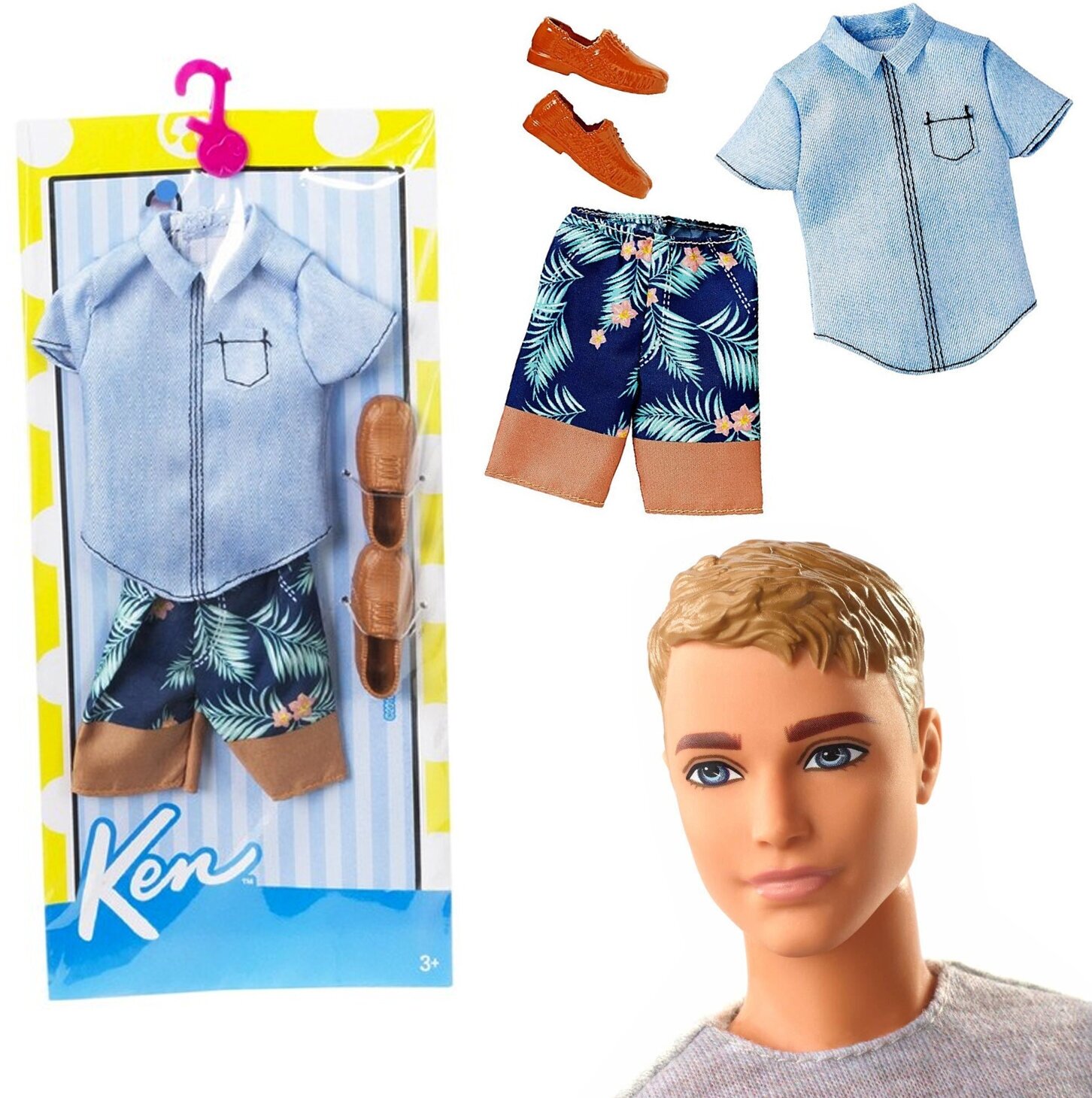 Одежда для Кена Barbie Голубая рубашка с шортами - фото №7