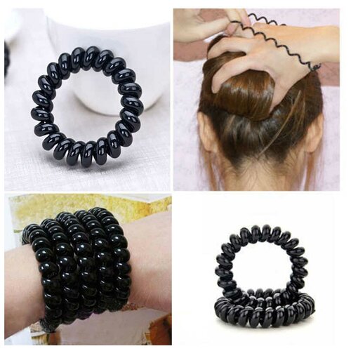 Резинка для волос черная 20 шт. / комплект женских резинок для волос / силиконовая резинка для волос / резинка пружинка