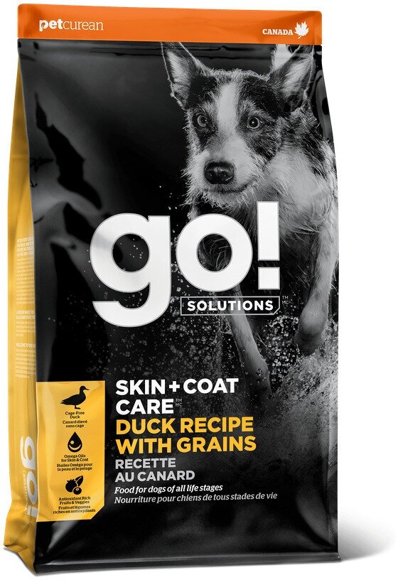 GO! Для Щенков и Собак с Цельной Уткой и овсянкой (GO! SKIN + COAT CARE Duck Recipe With Grains for dogs ) 11,34 кг