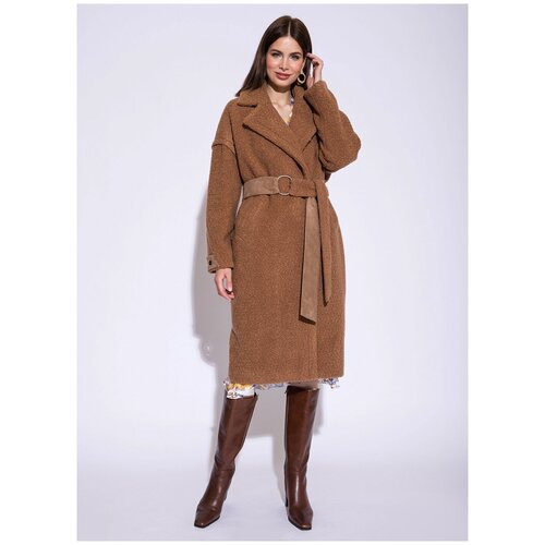 Пальто фактурное 03, ElectraStyle, размер 44, коричневый