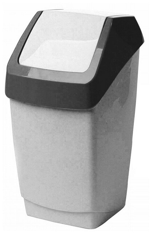 Ведро для мусора М-пластика 7 литров, пластиковое, с крышкой-вертушкой, мрамор - фотография № 1