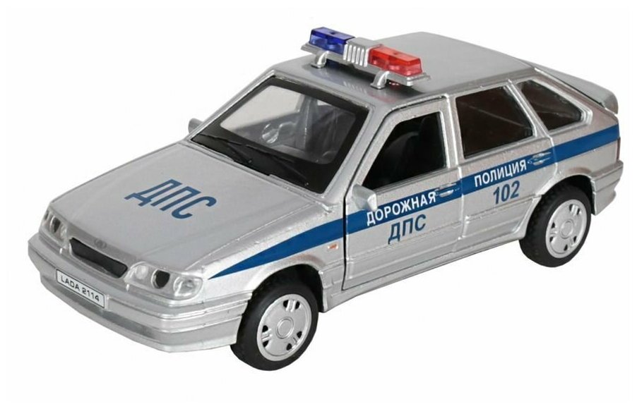 Модель машины LADA-2114 SAMARA полиция 12см, свето-звуковые эффекты, технопарк, 1 шт.