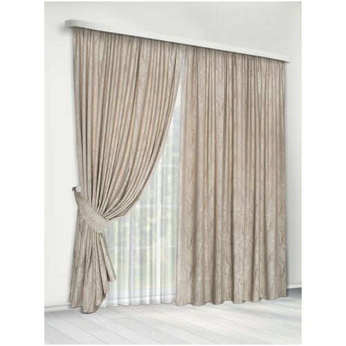 фото Комплект штор мрамор бархатистый (ш.180* в.270)*2, 100%п/э пудровый raccolto