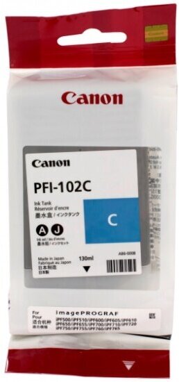 Картридж Canon Ink Tank PFI-102C голубой (cyan) (0896B001)