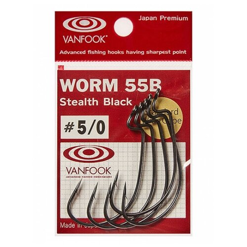 vanfook крючок офсетный vanfook worm 55b размер 6 0 4шт stealth black VANFOOK Крючок офсетный VANFOOK WORM-55B (Размер # 6/0; 4шт Stealth Black)