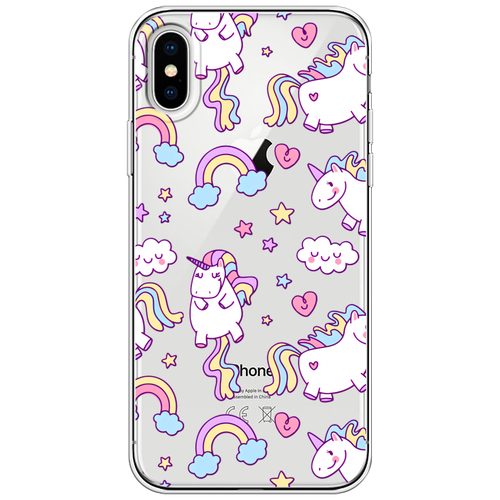 Силиконовый чехол на Apple iPhone X (10) / Айфон Икс (Десять) Sweet unicorns dreams, прозрачный силиконовый чехол нарисованные пальмовые листья на apple iphone x 10 айфон икс десять