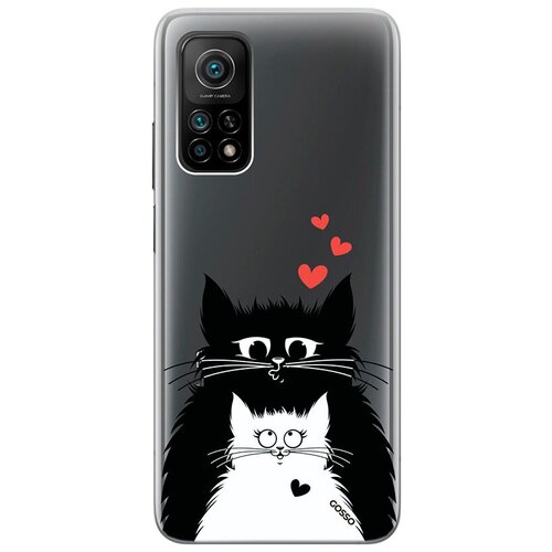 Ультратонкий силиконовый чехол-накладка ClearView 3D для Xiaomi Mi 10T с принтом Cats in Love ультратонкий силиконовый чехол накладка clearview 3d для xiaomi redmi note 8t с принтом cats in love