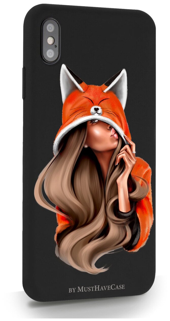 Черный силиконовый чехол MustHaveCase для iPhone XsMax Foxy Girl/ Лисичка для Айфон 10С Макс Противоударный