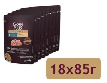 Влажный корм GRANPLUS CAT для стерилизованных кошек с курицей, паучи 85 г, 18 шт.