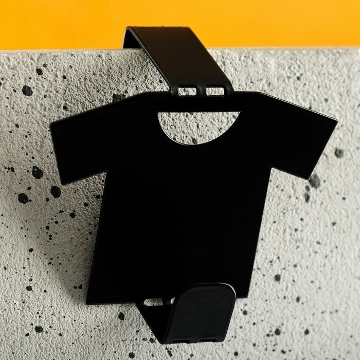 Вешалка на дверь "Рубашка" 7х6х5см, черная, 3 штуки
