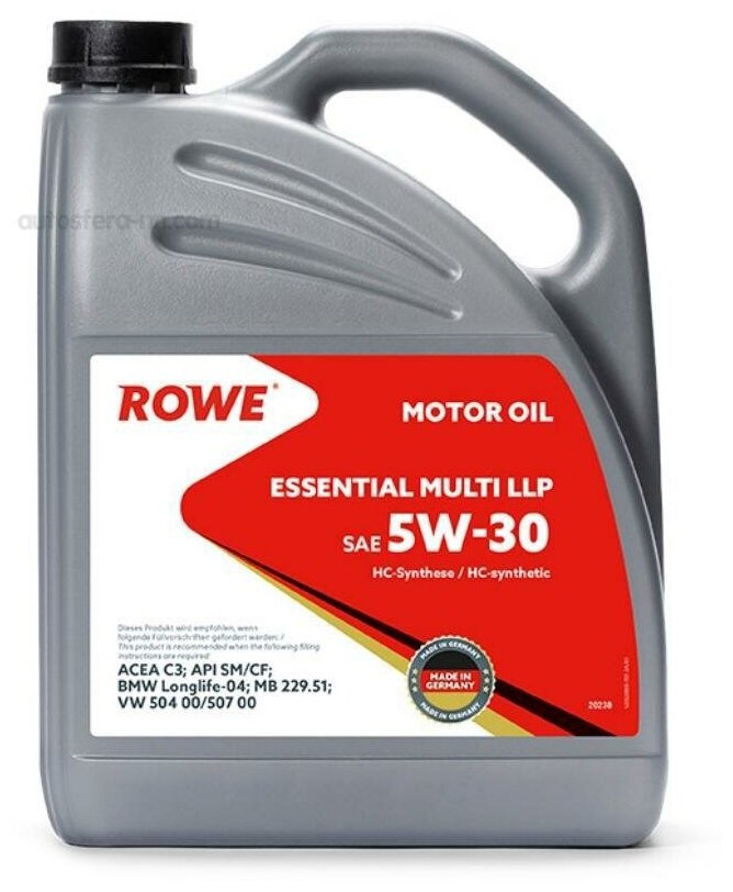 ROWE Масло Rowe 5W30 Essential Multi Llp Api Sm/Cf Acea C3 5Л Син