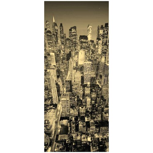 Самоклеящиеся фотообои Нью-Йорк с небоскреба, размер: 90x210 см, эффект: сепия, отраженный