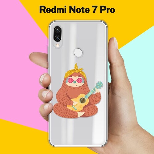 Силиконовый чехол Лама с гитарой на Xiaomi Redmi Note 7 Pro силиконовый чехол лама на xiaomi redmi note 7 pro