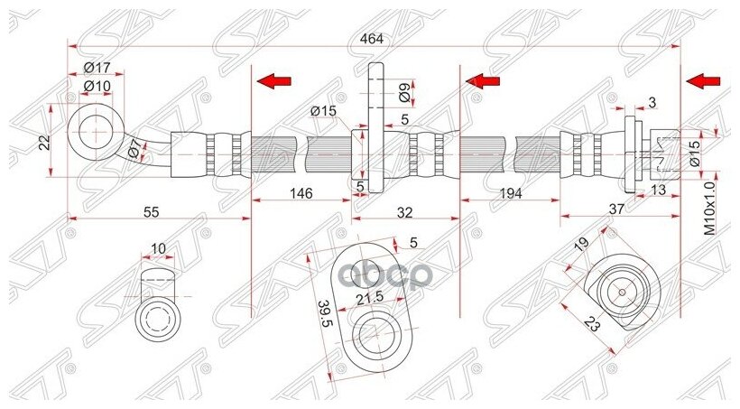 Шланг Тормозной Передний (Таиланд) Honda Cr-V/Odyssey 95-02 Rh Sat арт. ST01464S10010