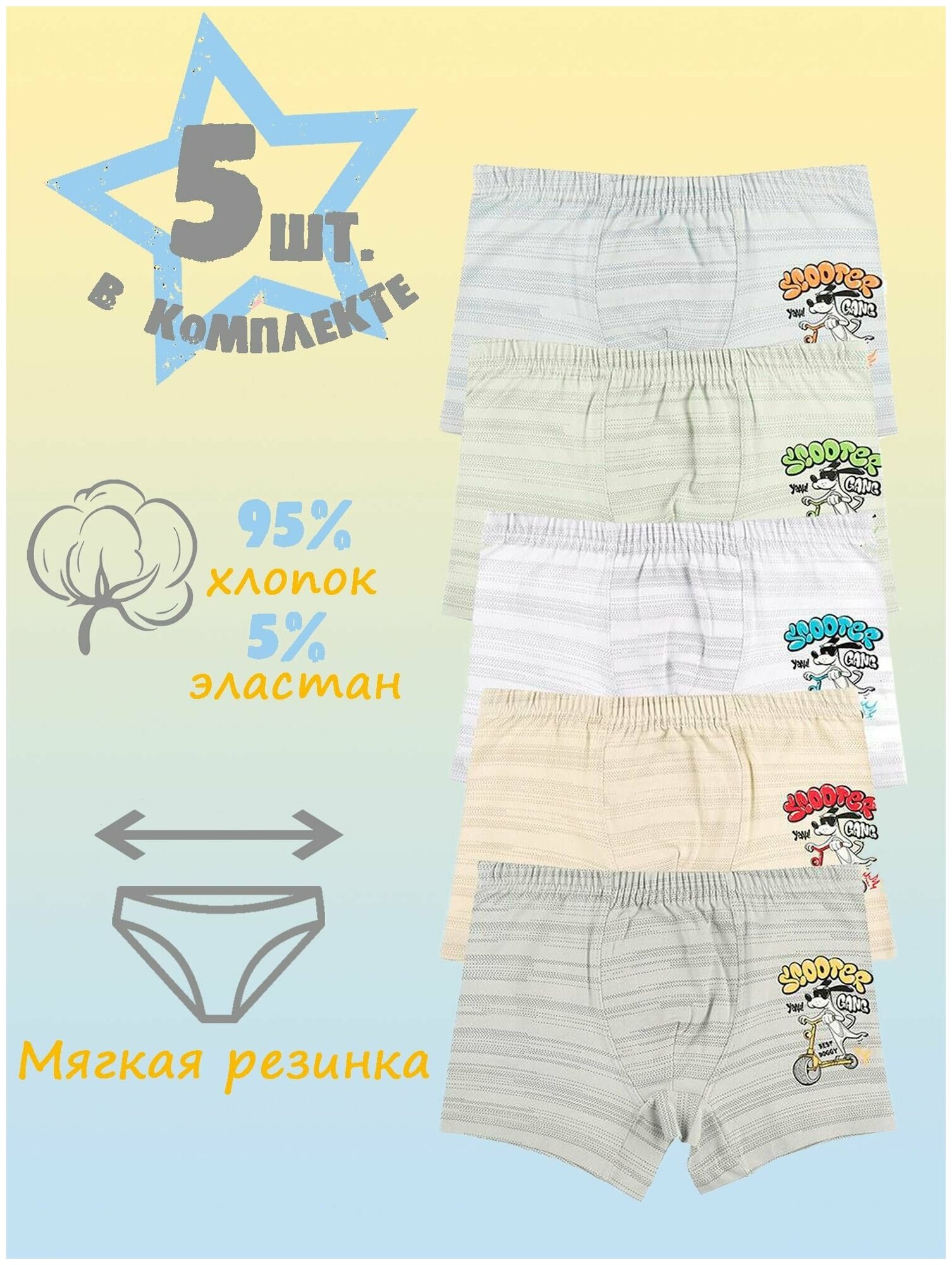 Трусы Donella размер 2/3 серый желтый зеленый белый