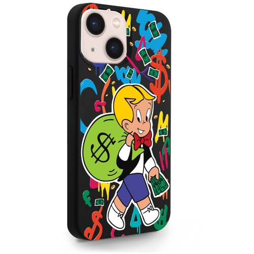 Черный силиконовый чехол MustHaveCase для iPhone 13 Mini Monopoly Richie Rich/ Монополи Богатенький Риччи для Айфон 13 Мини Противоударный