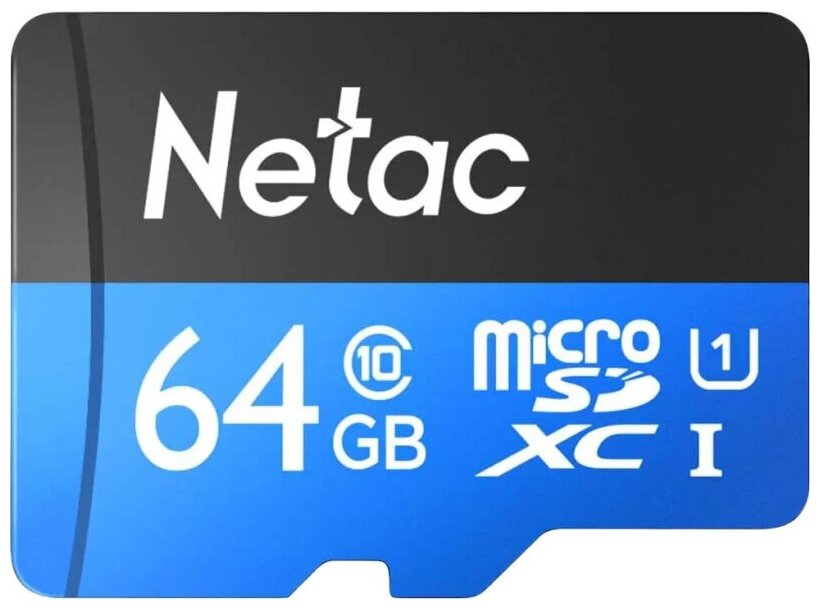 Карта памяти Netac MicroSD card P500 Standard 64GB retail version w/SD
