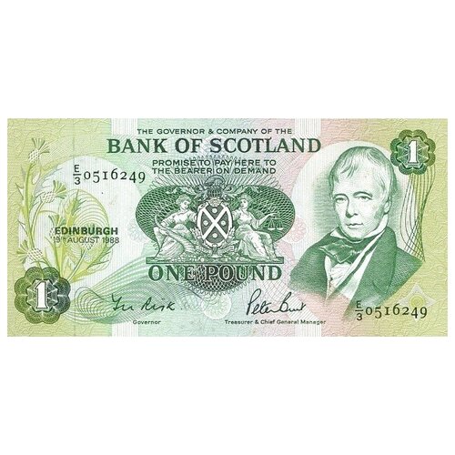 шотландия 5 фунтов 2016 г сэр вальтер скотт unc полимер Шотландия 1 фунт 1988 Сэр Вальтер Скотт UNC R!