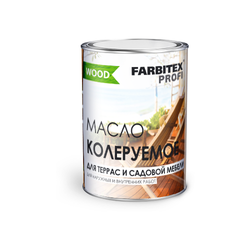 Масло колеруемое для террас и садовой мебели FARBITEX профи WOOD (Артикул: 4300005046; Цвет: Белый; Фасовка = 0,9 л)