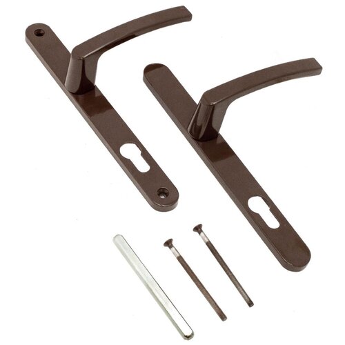 Комплект ручек для узкопрофильных замков ЛДМ FURAL 85.70.25.02.8017 коричневый с пружиной