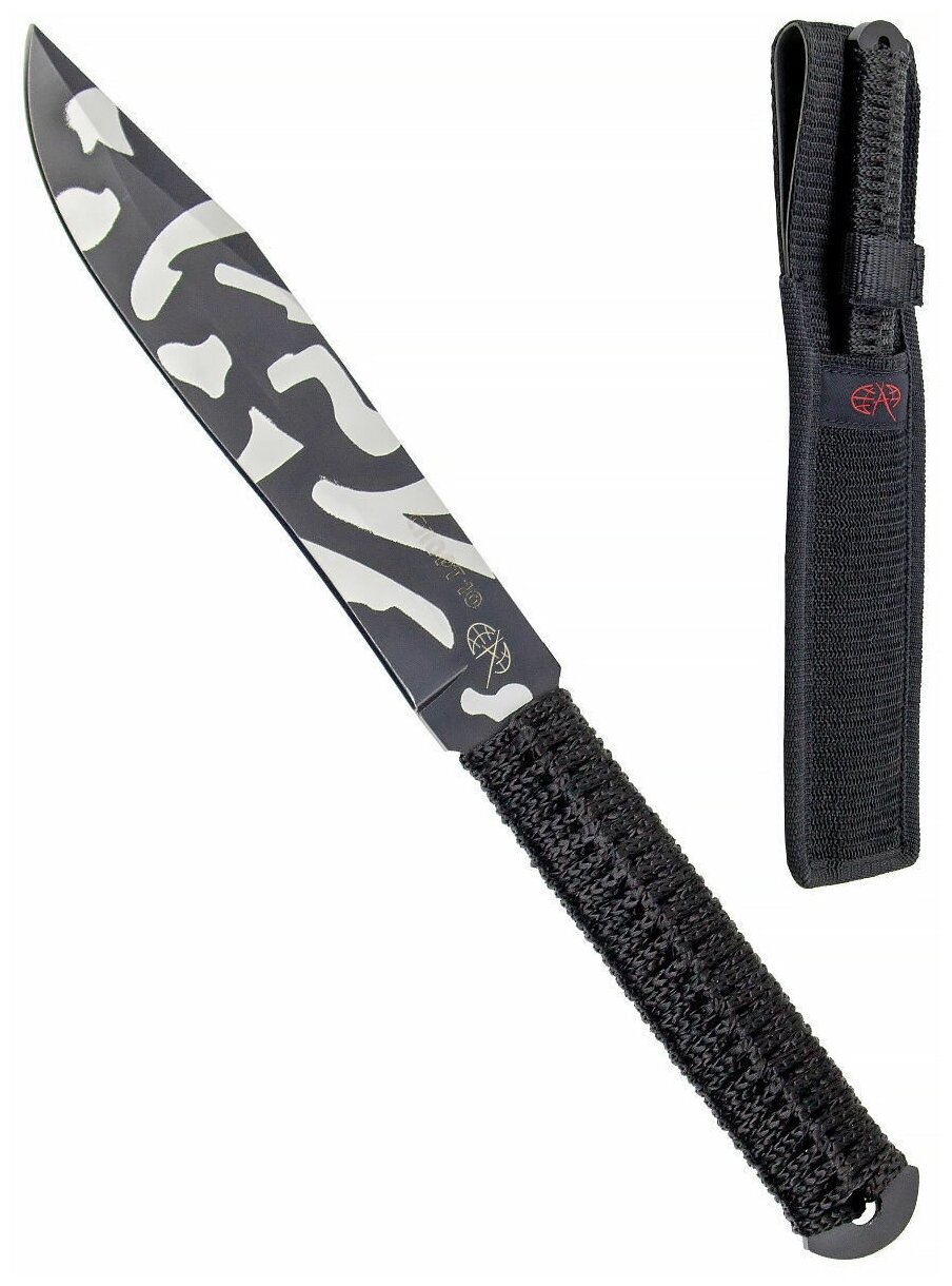 Нож Туристический Pirat Спорт-10 комуфляжный обмотка паракорд ножны в комплекте длина клинка 15 см