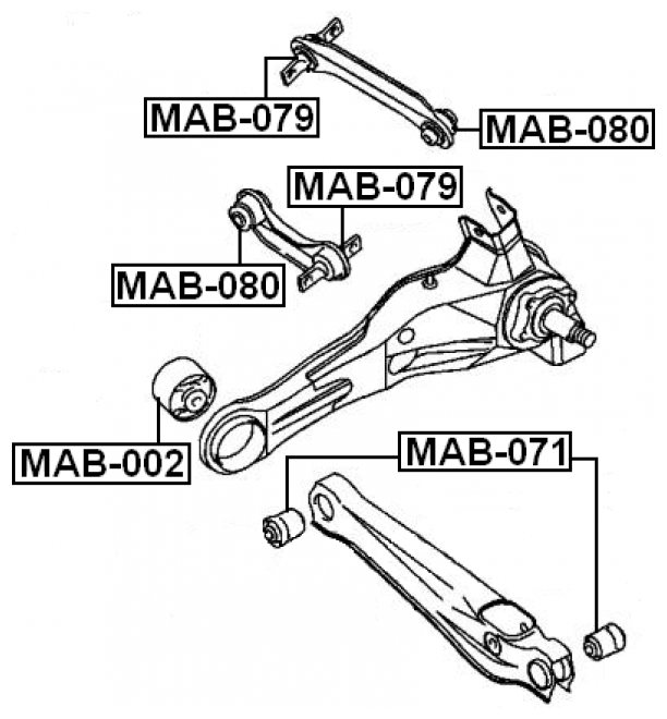 Сайлентблок задней поперечной тяги Febest MAB-071