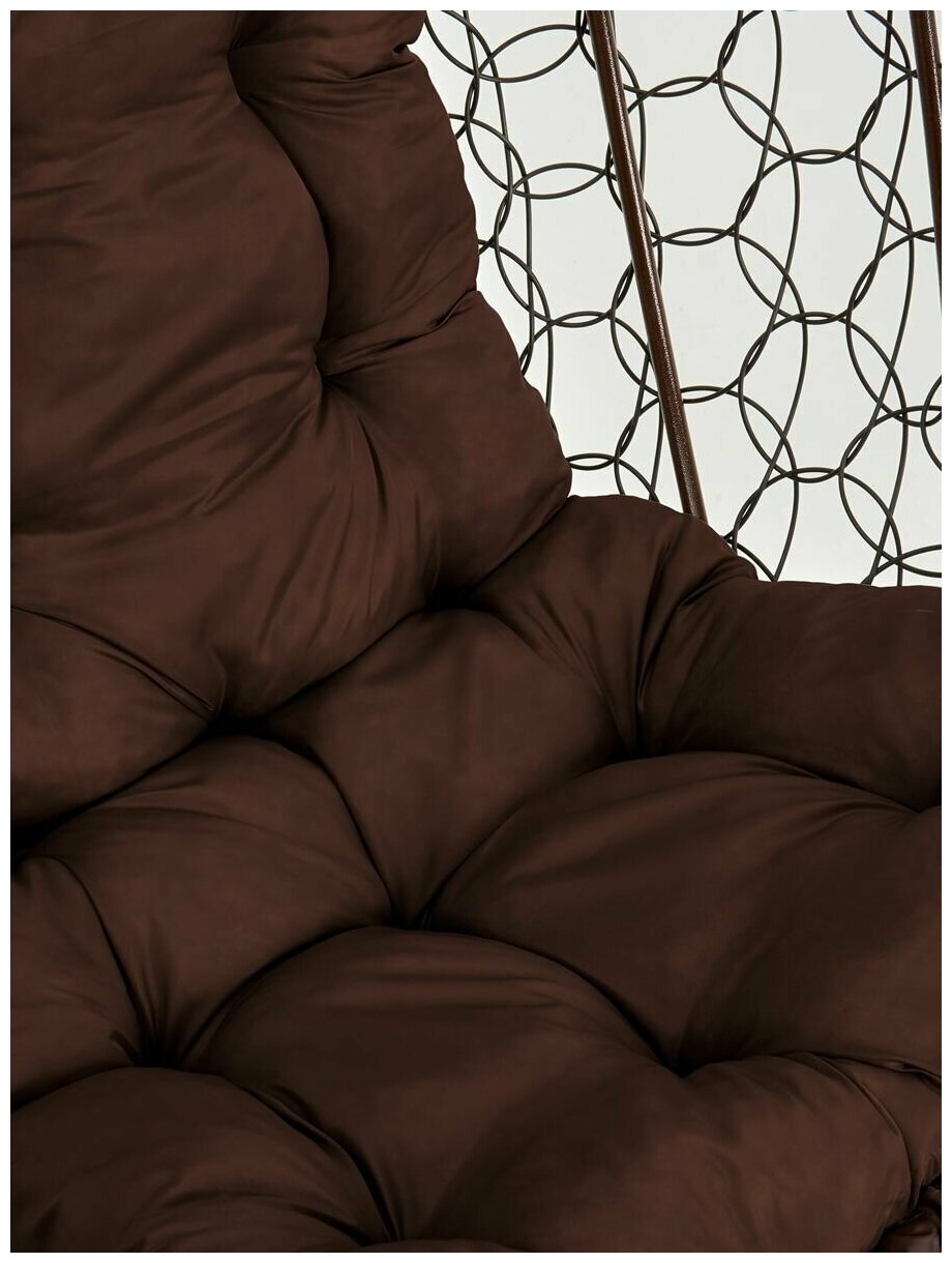 Подвесное кресло-кокон Yova Bubble из эко-ротанга, стойка венге, подушка трапеция коричневая - фотография № 3