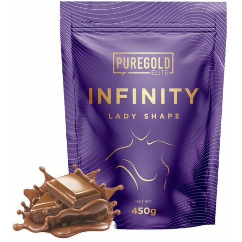 Гейнер + гиалуроновая кислота, Q10, L-карнитин Pure Gold Infinity Lady Shape, 450г (Молочный шоколад) /для набора мышечной массы и похудения
