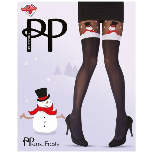 Забавные колготки со снеговичками черный S-M-L 1720₽