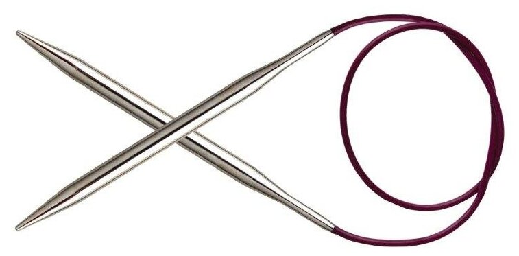 10365 Knit Pro Спицы круговые для вязания Nova Metal 3мм/100см, никелированная латунь, серебристый