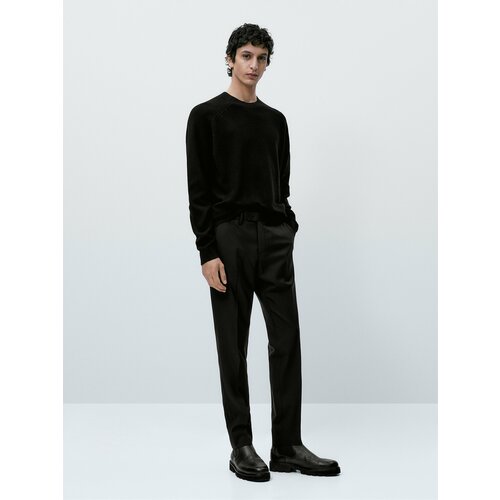 фото Вязаный хлопковый свитер с круглым вырезом горловины massimo dutti