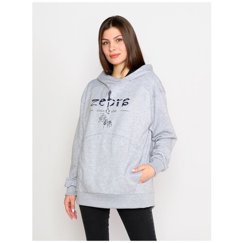фото Худи margo зебра, размер 52, бежевый/серый меланж