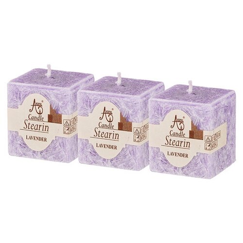 фото Набор ароматических стеариновых свечей 3шт lavender диаметр 4,5см высота 5см 348-798 lefard