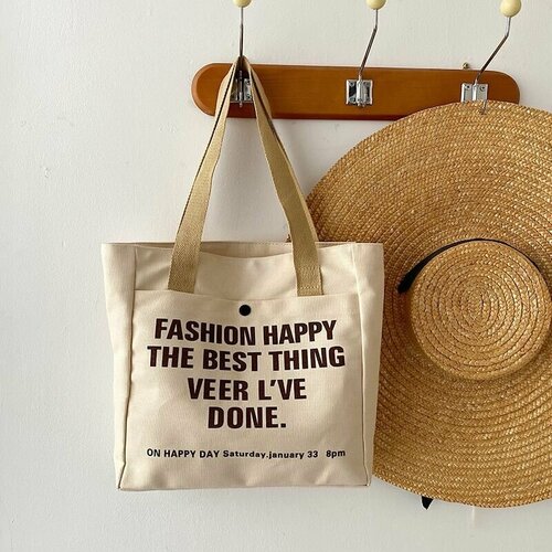 Сумка  классическая, текстиль, бежевый