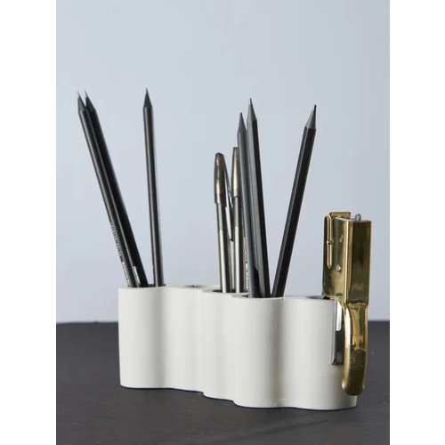 Органайзер для канцелярии, подставка для кисточек, ручек, карандашей из гипса на стол в скандинавском стилее