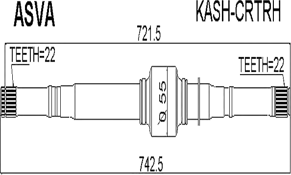 Полуось правая 22x742x22 Asva KASHCRTRH Hyundai / Kia (Mobis): 495001M010 Hyundai Elantra (Fd). Hyundai I30 Cw (Fd).