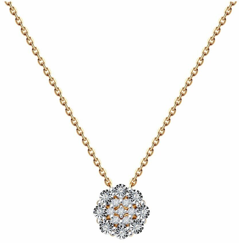 Колье Diamant, комбинированное золото, 585 проба, бриллиант