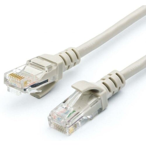 Патч-корд UTP 0.5 m, литой, RJ45, Cat.5e, Atcom серый ATcom AT9159 патч корд atcom cat5e utp 305m