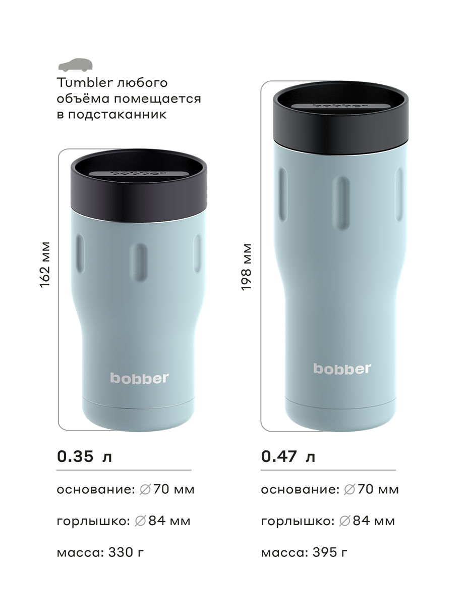 Термокружка металлическая Bobber Tumbler-470 Light Blue/держит тепло до 6 часов - фотография № 3