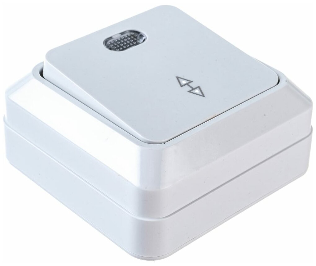 фото Выключатель проходной 1-кл. ОП Олимп 10А IP20 с индик. бел. Universal О0125, 1шт