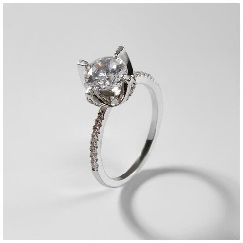 фото Кольцо "богатство" прелесть, цвет белый в серебре, размер 18 yandex market