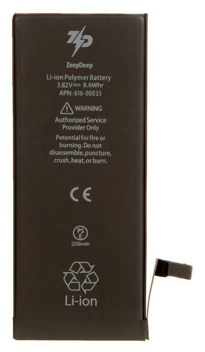 Аккумуляторная батарея в наборе ZeepDeep для iPhone 6S +31% повышенной емкости ( 2250 mAh)